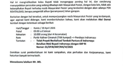 KERAHKAN 10 RIBU PETAMBAK, KOMPI BERENCANA GELAR AKSI JILID DUA TOLAK REVITALISASI TAMBAK PANTURA INDRAMAYU